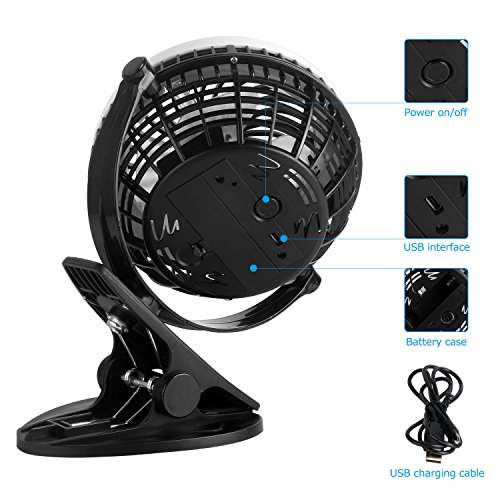 Clip On Fan, Stroller Fan Battery Operated Fan Portable Misting Personal Cooling Fans USB Mini Desk Table Fan for Baby Stroller,Home,Office,Travel