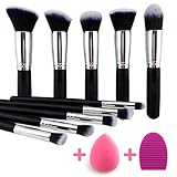10+ Pieces Premium Synthetic Silky Makeup Brush Set Professional Makeup Brushes Powder Brush Makeup kit oval Brush Set & Makeup Blender Sponges Pink Makeup tools