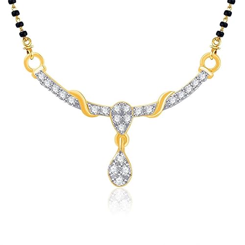 VK Jewels Classic Traditional Gold and Rhodium Plated Alloy Mangalsutra for Women made with Cubic Zirconia - MP1142G [VKMP1142G]