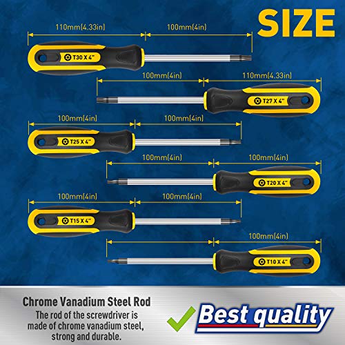 image for Amartisan 6-Piece Magnetic Torx Screwdrivers Set, Security Tamper Proo
