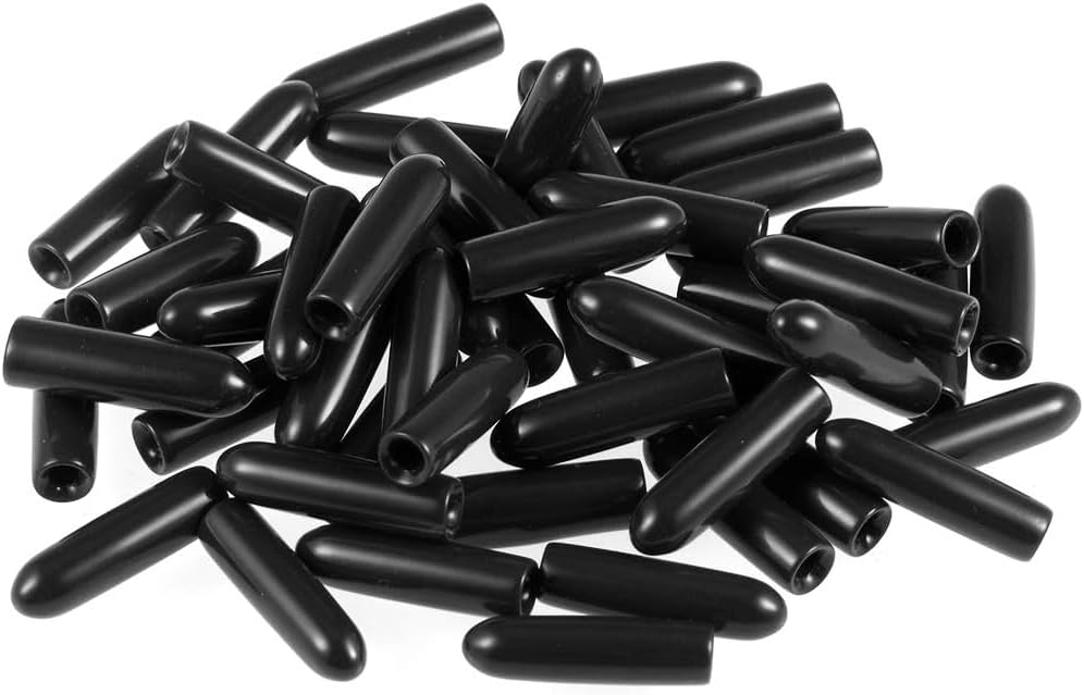 MACHSWON 50pcs Rubber End Caps 2.5mm ID, Vinyl Round End Cap Cover Screw Thread Protectors Tube Bolt Cap for protection of Screws Tubes Cables Wires, etc