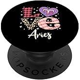 Love Aries Zodiac Sign and Love Heart For Women PopSockets Swappable PopGrip