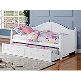 White Wooden Daybed with Trundle by Coaster Furniture