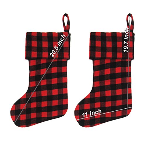 EDLDECCO Red and Black Buffalo Check Stocking Double Layers a Fine Decorative Handiwork for Holiday Party 20.5 inch Pack of 2 with a Gnome Ornament - Thumbnail 5