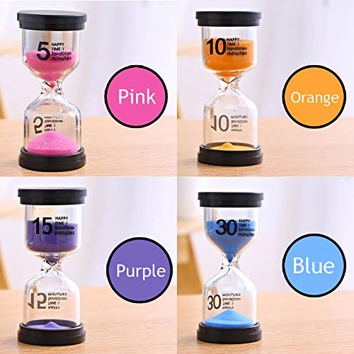 Hourglass Colorful Sand Timer, 5+10+15+30 Minute, Set of 4