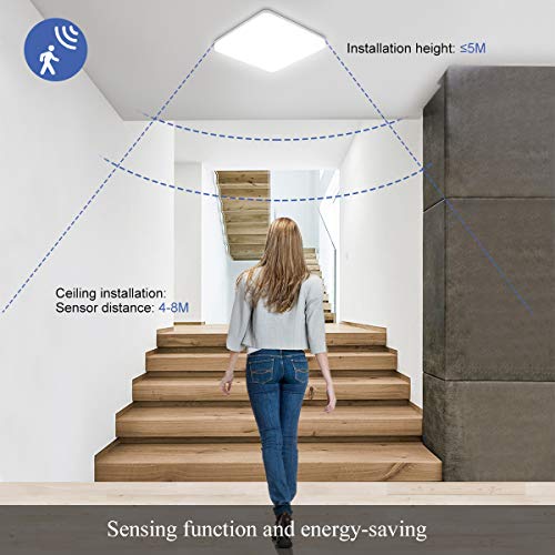 LEOEU LED Deckenleuchte mit Bewegungsmelder, 24W 2400LM IP54 Deckenlampe mit Bewegungsmelder 4000K, Sensor Leuchten für… – Bild 4