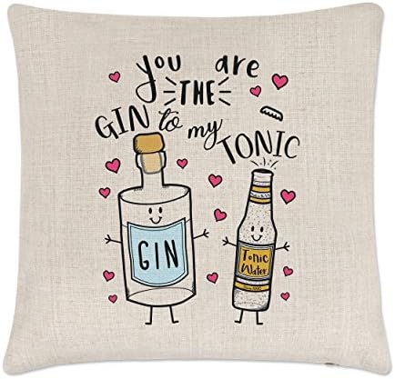 hiusan You Are The Gin To My Tonic Linen Throw Pillow Covers Linen Pillow Covers Decorative 18 x 18 Cushion Covers Pillows Gifts