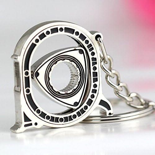 Spinning Rotary Engine Mazda RX7 RX8 Keychain Key Chain (Silver)