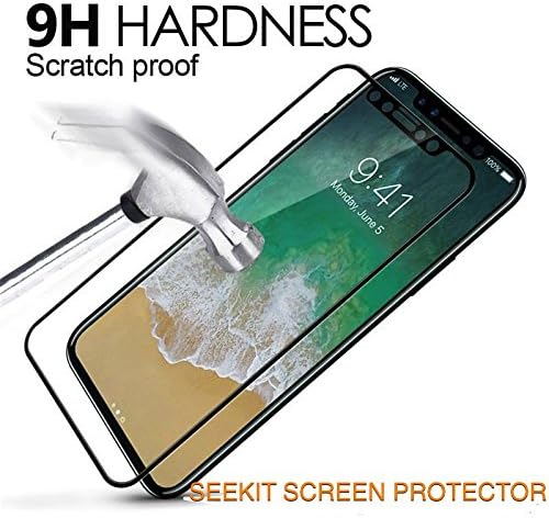 iPhone X Screen Protector 3 PACK - SEEKIT Tempered Glass Screen Protector [Anti-Scratch] 9H Hardness [0.33 MM Thickness] Clear Screen Guard 3