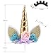 MORDUN Unicorn Cake Topper Gold Set | Reusable Glitter Unicorn Horn, Ears, Eyelashes, Flowers, Wings | Unicorn Party Decoration for Birthday Party, Baby Shower, Wedding, Wall, Nursery Room