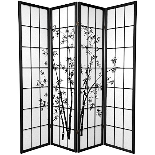 Red Lantern SS-LUCKY-Black-4P Room Divider, 4 Panel, Black