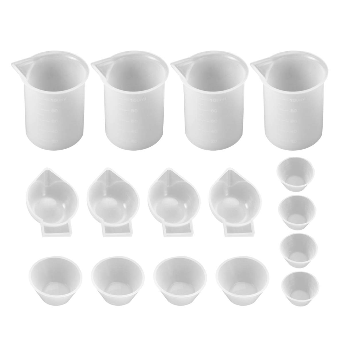 SUPVOX 16 Pcs Silicone Measuring Cups DIY Resin Glue Tools for Making Handmade Craft Nonstick Silicone Mixing Cups