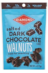 Amazon Com Diamond Of California Salted Dark Chocolate Walnuts 4 Oz 1 Pack Everything Else