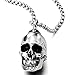 COOLSTEELANDBEYOND Large Stainless Steel Skull Pendant Necklace for Men High Polished with 30 Inches Wheat Chain