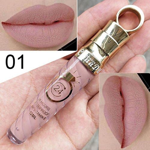 Poluck Matte+ Metallic Liquid Lipstick Waterproof Smooth Long Lasting 24 Hours Beauty Lip Gloss (A)
