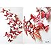 Somotersea 24PCS 3D Butterfly Wall Decal Removable Refrigerator Magnets Stickers Decor for Kids Room Decoration Home and Bedroom Art Mural Red
