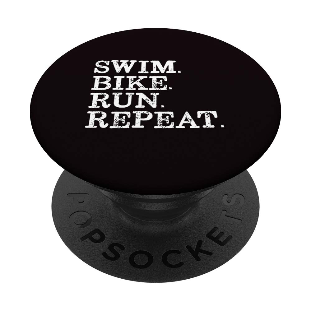 Swim Bike Run Repeat Motivational Triathlon PopSockets PopGrip: Swappable Grip for Phones & Tablets