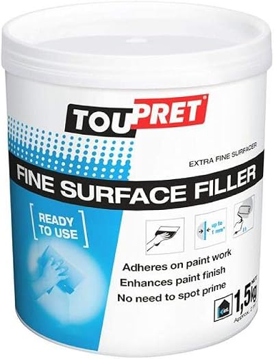 Toupret Fine Surface Filler 1.5KG Blue Tub Readymix for Smooth Surfaces