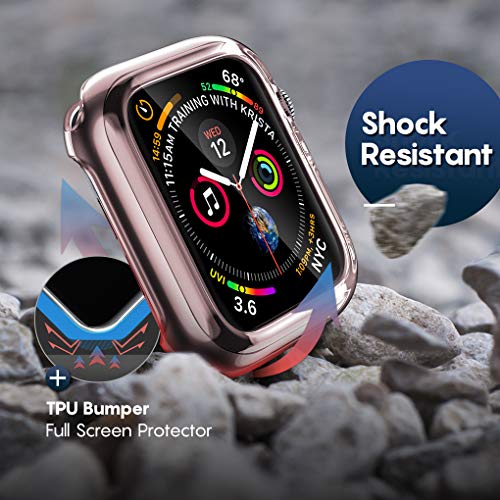 Penom Case for Apple Watch Screen Protector Series 5 Series 4 40mm, Ultra Thin iWatch 40mm Screen Protector with Full Protection TPU Cover Rose Gold - Thumbnail 2