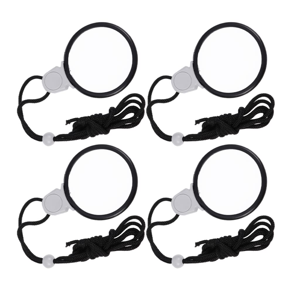 STOBOK Vintage Strap Necklace Magnifying Glass: Neck Wear Magnifying Glass Necklace 4Pcs Glasses Magnifier Pendant Portable Hanging Neck Type for Men Women