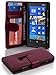 Cadorabo Case works with Nokia Lumia 920 in PASTEL PURPLE (Design BOOK STRUCTURE) – with 2 Card Slots – Wallet Case Etui Cover Pouch PU Leather Flip