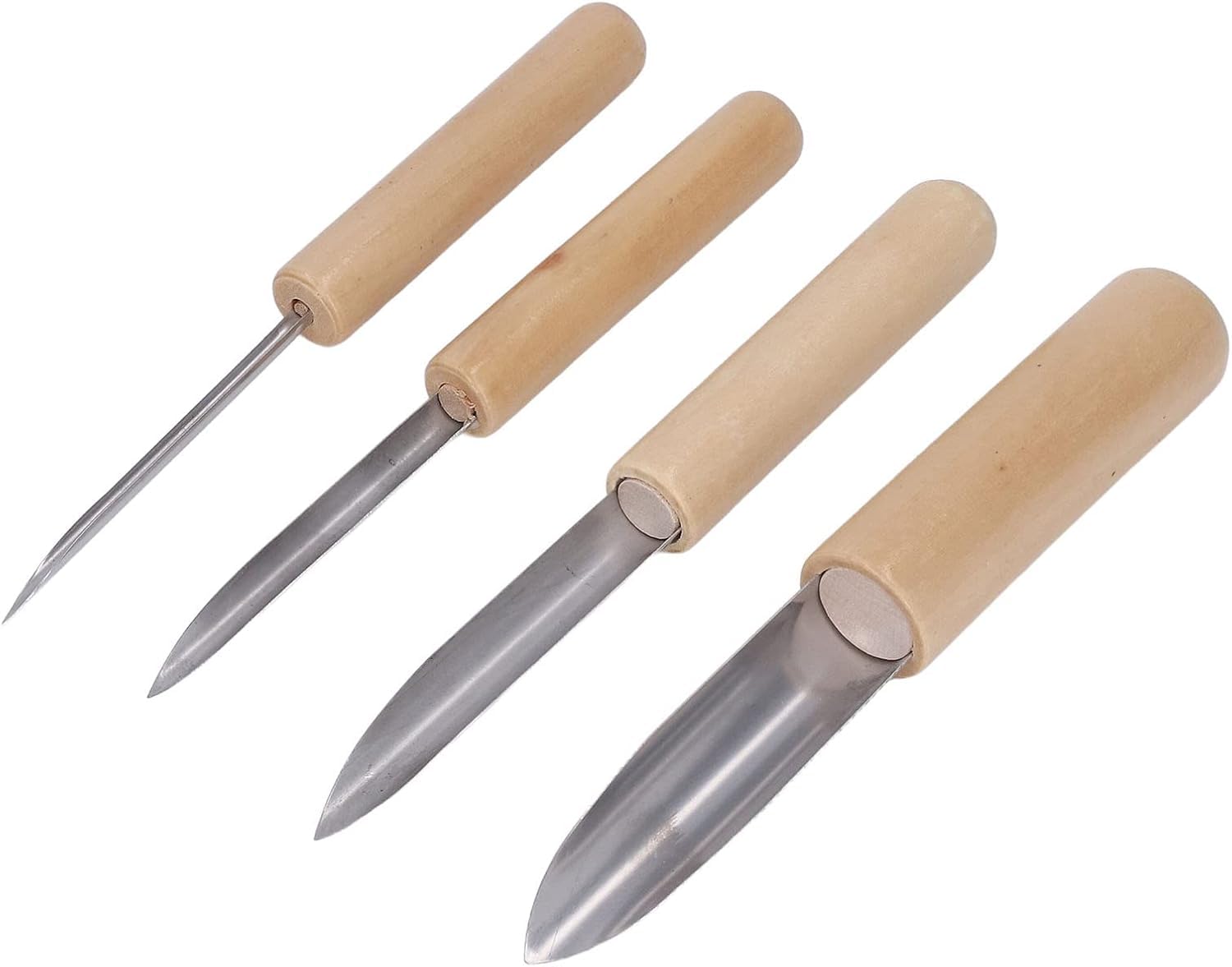 Pottery Clay Hole Cutters Set,4Pcs Wood Handle Stainless Semi Circular Clay Hole Cutters Clay Trimming Tool for Pottery Ceramics Sculpting