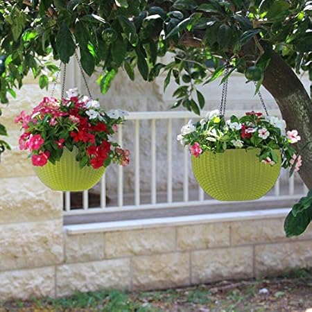 Niyara Plastic Large Hanging Diamond Planter | Hanging Pots for Plants(Set of 2) Diameter- 9 inches