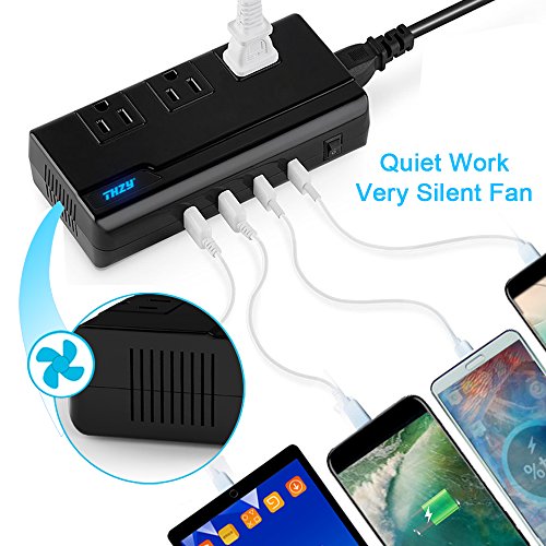 Voltage Converter Travel Adapter, THZY International Step Down 220V to 110V Converter with 4-Port USB Charging, Worldwide Plug Adapter with UK/AU/US/EU/Italy Plug for International Travel