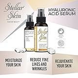 Hyaluronic Acid Serum for Skin from Stellar Skin. Natural Formula. Best Moisturizing Facial Serum for the Anti Aging Anti Wrinkle Battle. Made in the USA