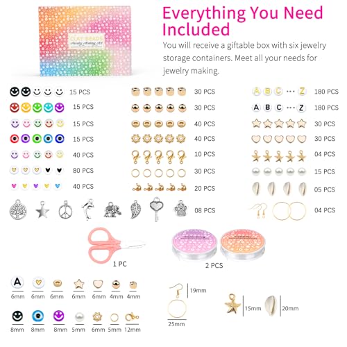 Sistenia 20,000 Pcs Clay Beads Bracelet Making Kit, 120 Colors 6 Boxes Polymer Beads Spacer Heishi Beads & Jewelry Kit with Pendant Charms Elastic Strings, Crafts Gift for Kids Adults