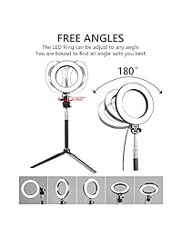 Luz de anillo LED Fonrest con soporte para trípode extensible Selfie Stick, lámpara anular de piso   mesa regulable de 6 pulgadas para Selfie, maquillaje, transmisión en vivo, YouTube, Vlog, cámara   teléfono Toma de video Conector USB