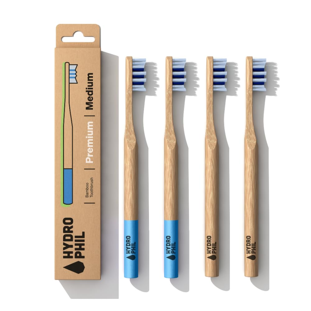 Hydro Phil Sustainable Bamboo Green – Pack of 4 Medium Soft Manual Toothbrush