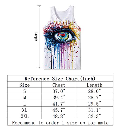SKYRAINBOW Sport Gym Sleeveless Vest Shirts 3D Printed Realistic Colorful Eyes Underwaist Gym Tank Tops for Men Blue White