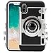 Guojia iPhone X Case, 3D Cute Camera Design Case, Cool Silicone Phone Protector, Cover with Long Strap Rope for Girls Women and Camera Enthusiast (Moderate Hardness) (Black)