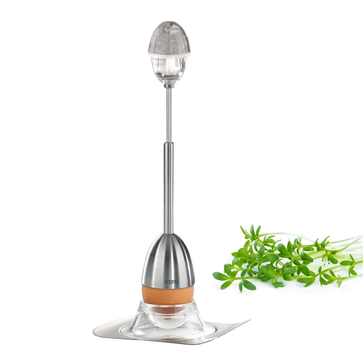 GEFU OVO Egg Topper with Integrated Adjustable Salt Shaker | Stainless Steel Egg Opener for Soft & Hard Boiled Eggs