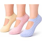 The Edition Pilates Socks with Grips for Women – Non Slip Yoga & Barre Support – Cushioned Grippy Socks for Reformer, Ballet & Home Workout – Cotton 3 Pairs