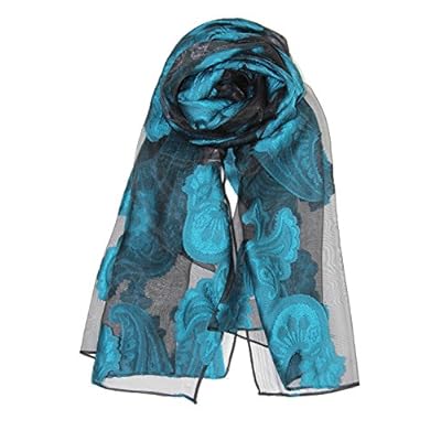 Achillea Women's Sheer Burnout Scarf Evening Wrap Shawl w/Embroidered Paisley Pattern Achillea Women's Sheer Burnout Scarf Evening Wrap Shawl w/Embroidered Paisley Pattern