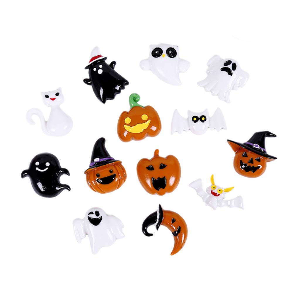 TOYANDONA 100pcs Halloween Flatback Embellishments Resin Pumpkin Ghost Bat Charms for DIY Craft Making Scrapbooking Jewelry Beads Embellishments