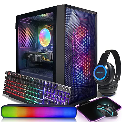 STGAubron Gaming, Intel Core I3-10100F hasta 4.3G, Radeon RX 5500XT 8G GDDR6,16G DDR4,512G SSD, WiFi, BT 5.0, RGB Fanx3, RGB Keybaord & Mouse & Mouse Pad, RGB Bluetooth Sound Bar, RGB Bluetooth Gaming Mic, W11H64