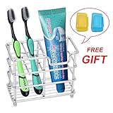 VOCOO Stainless Steel ToothBrush and Toothpaste Holder for Bathroom Vanity Countertop (Silver)