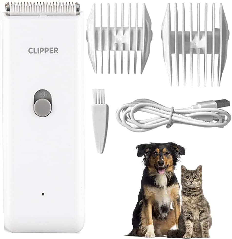 Favrison Dog Grooming Clippers Professional Dog Clippers with 2 Blades for Pet Hair Trimming, Rechargeable Cordless Pet Grooming Clippers for Dogs Cats Rabbits (White)