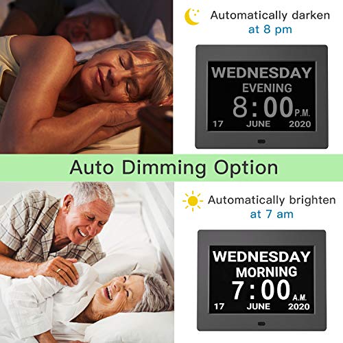 Pipishell Digital Calendar Alarm Day Clock with 8" Large Screen