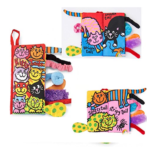 Kemilove Set of 4 Animal Tails Cloth book Baby Toy Cloth Development Books for 3~12 Month, Jungle Tails, Pets Tails, Kitty Tails,Farm Tails