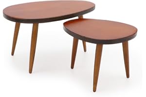 CUTEMINI Miniature Furniture 2 PCS Dollhouse Table Wooden Triangle Table Set 1/12 Scale Mini House Model Accessories Miniature Dining Room Decoration (Brown)