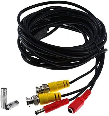 10M(32.8Ft)BNC DC Extension Cable,Pre-made All-in-One Video Power Full-Copper Wire Cord Prefect for CCTV Surveillance DVR Camera Monitoring System,2PCS BNC Female Connector,Length More Choices-Black