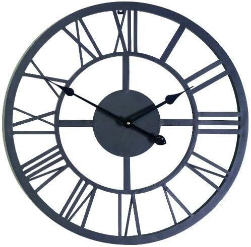 PS- Large Outdoor Indoor Roman Numeral Wall Clock Huge Big Antique Home Office Metal