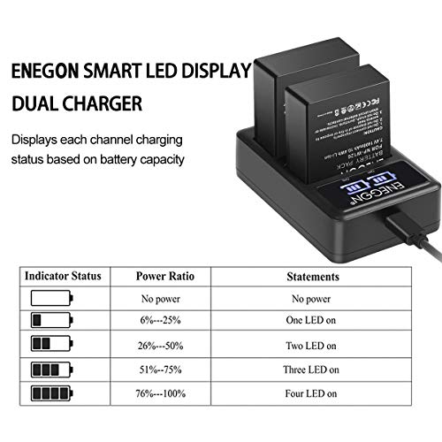 NP-W126S NP-W126 Batterie de Rechange (2 Paquets) et Chargeur Double Intelligent LED USB pour Fujifilm NP-W126S NP-W126 et Fuji FinePix HS30EXR HS35EXR HS50EXR X-A1 et Plus de caméras - Image 4