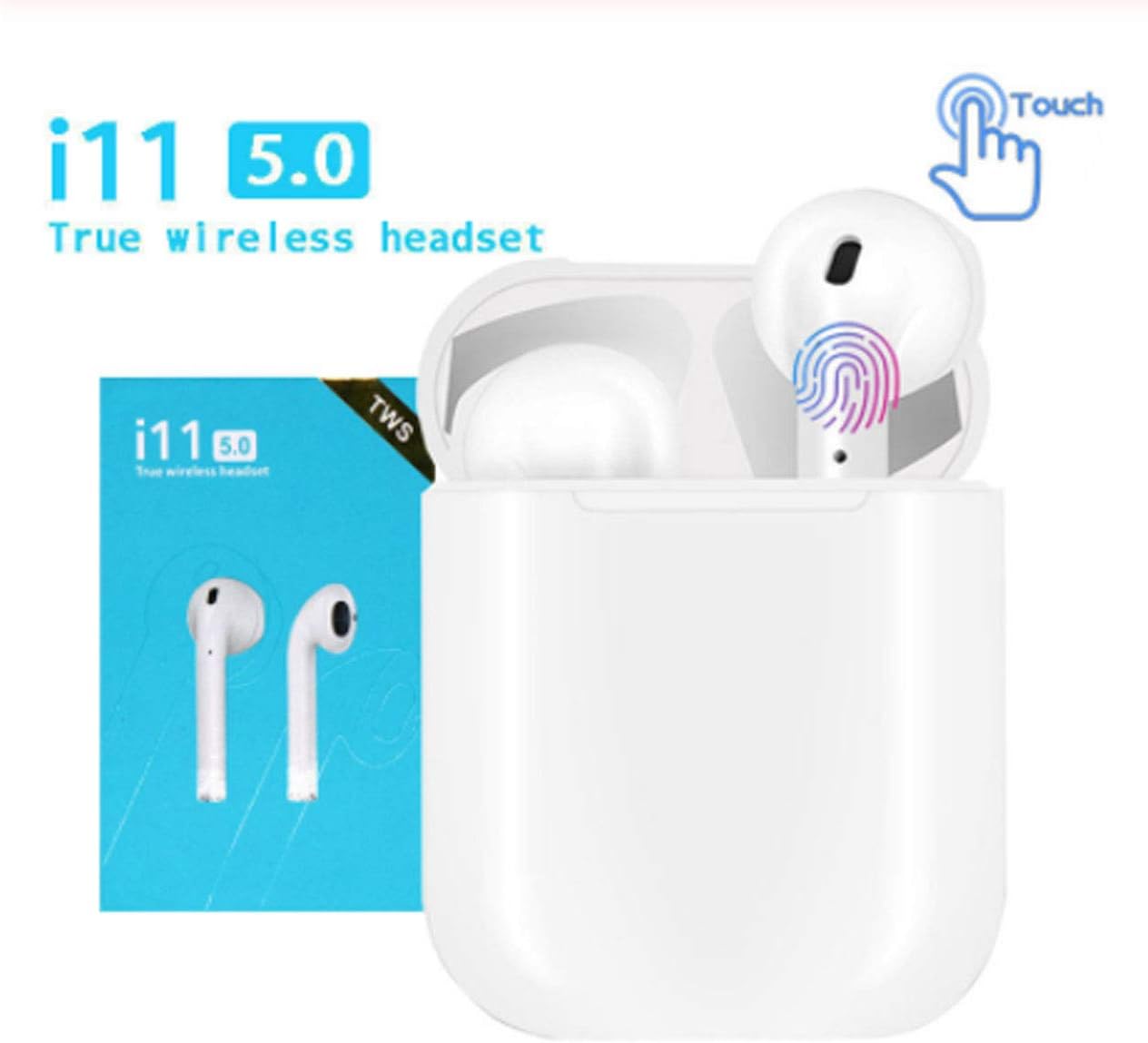 True Wireless Earbuds, Bluetooth 5.0 Headphones TWS in-Ear Earphones with Charging Case, Touch Control for Smartphone
