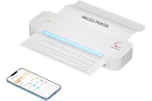 yanxio Portable Printers Wireless for Travel, Portable Printer, Inkless Thermal Printer, Support A4/8.5 x 11'' Thermal Paper for Office, Travel, Home, Support iOS, Android, Windows (White)