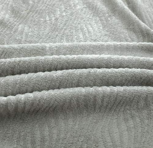 Ultra Soft Fleece Blanket Twin Size–60x80 inches Ripple Pattern Couch Blanket, Fuzzy Plush Lightweight Cozy Bed Blankets Summer Bedding Set As Bedspread Coverlet for All Season (Gray,Twin)